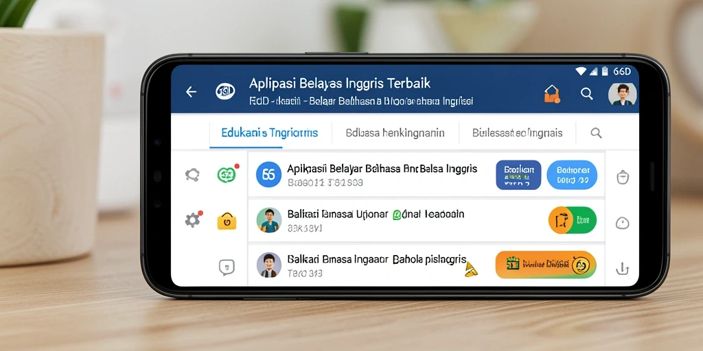 Antarmuka 66D yang menarik untuk belajar Bahasa Inggris.