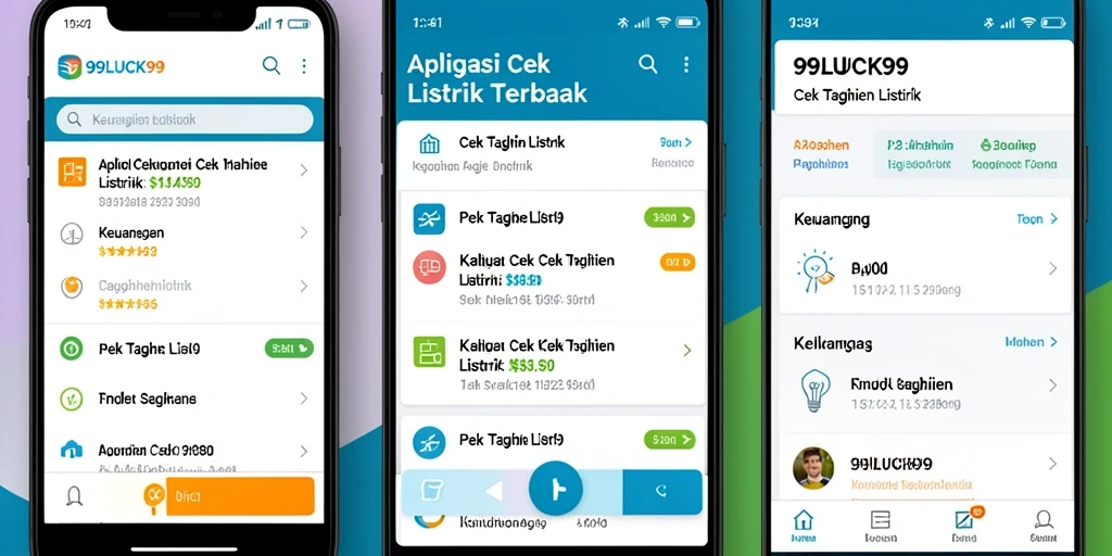 Tampilan antarmuka aplikasi 99LUCK99 untuk cek tagihan listrik.