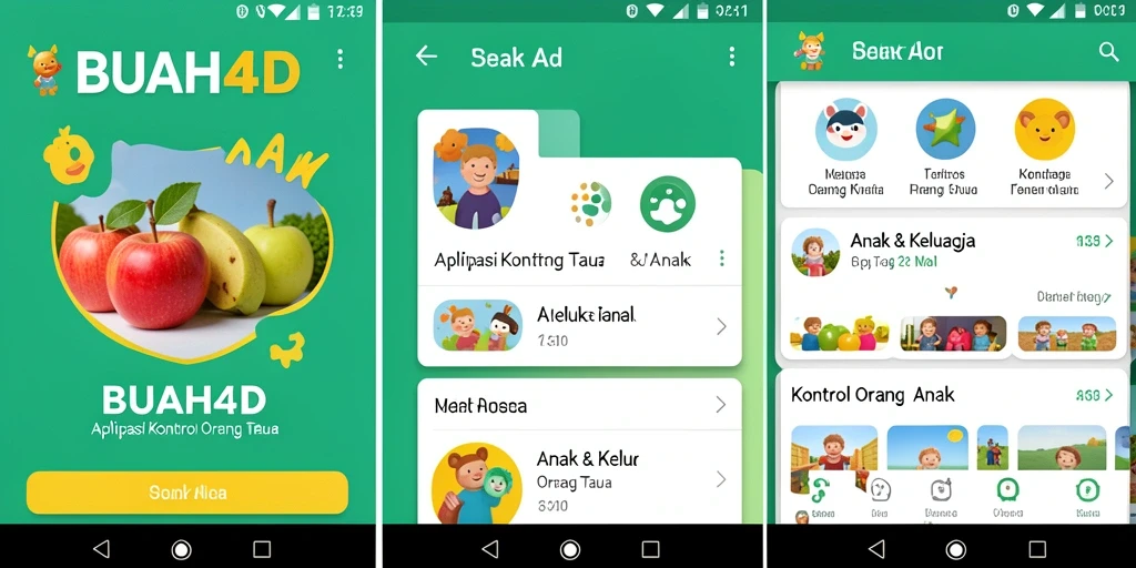 Tampilan antarmuka aplikasi BUAH4D untuk kontrol orang tua.
