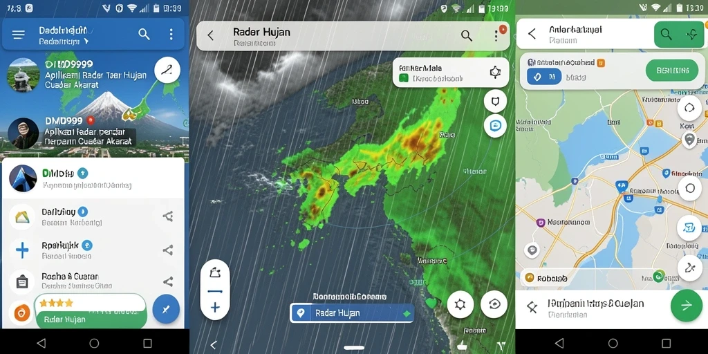 Antarmuka DMD999 yang menampilkan peta radar hujan yang interaktif dan informatif.