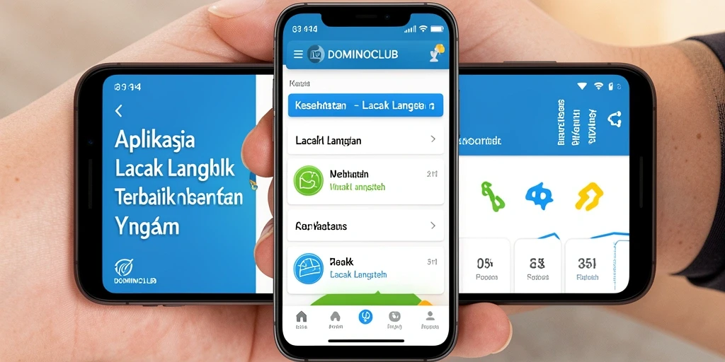 Tampilan antarmuka utama aplikasi DOMINOCLUB menunjukkan fitur lacak langkah yang mudah diakses.