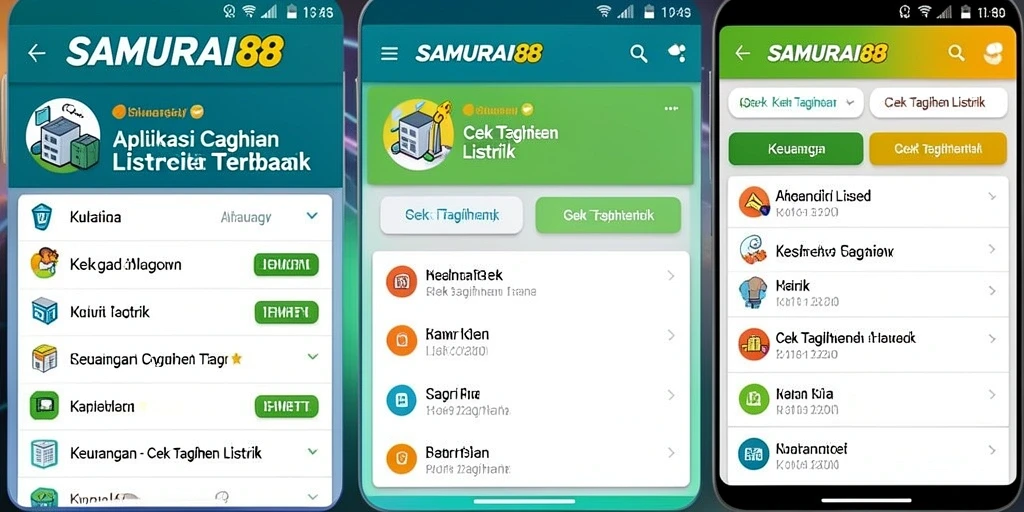 Tampilan antarmuka SAMURAI88 yang sederhana dan fungsional untuk cek tagihan listrik.