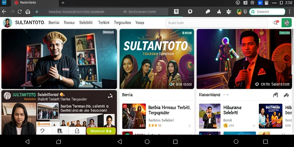 Tampilan antarmuka SULTANTOTO dengan berita selebriti terbaru.